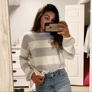 Striped Balloon Sleeve Sweater